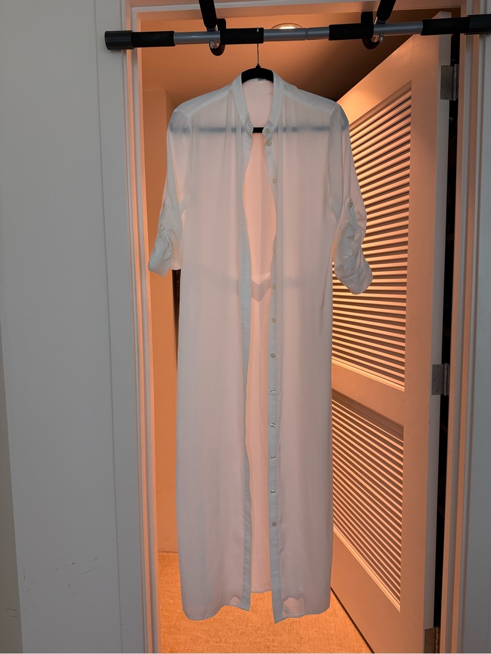 summersalt White Sheer Long Button-Down Swim Coverup